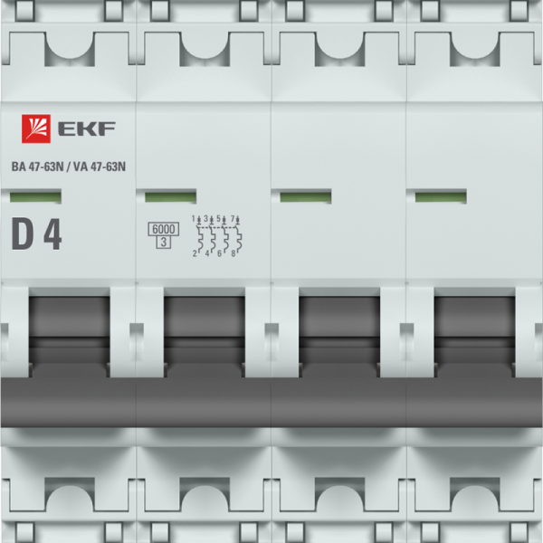 Выключатель автоматический модульный 4п D 4А 6кА ВА 47-63N PROxima EKF M636404D