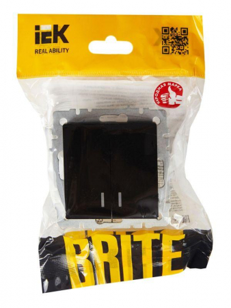 Выключатель 2-кл. СП BRITE ВС10-2-1-БрЧ 10А с индик. механизм черн. IEK BR-V20-1-10-K02