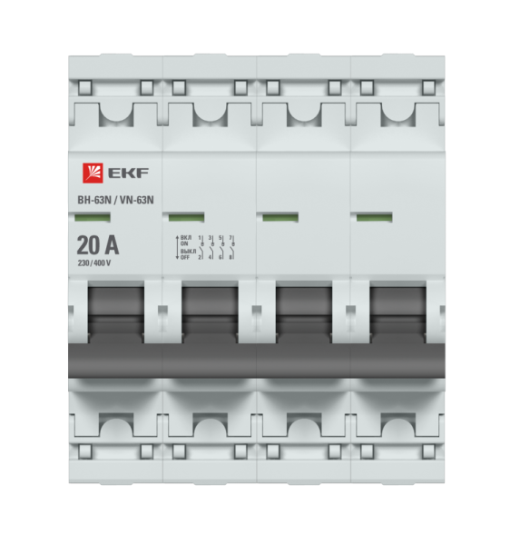 Выключатель нагрузки 4п 20А ВН-63N PROxima EKF S63420