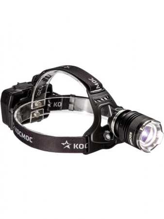 Фонарь налобный аккум. 10Вт P70 LED/Li-ion18650 3х1200мА.ч алюм. КОСМОС (KOC853Lit)