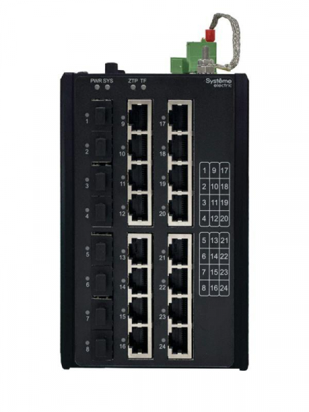 Коммутатор промышленный управляемый Ethernet L3 8х10/100/1000BaseT 8х100/1000/2500BaseX SFP SE NSETM324T16X08A