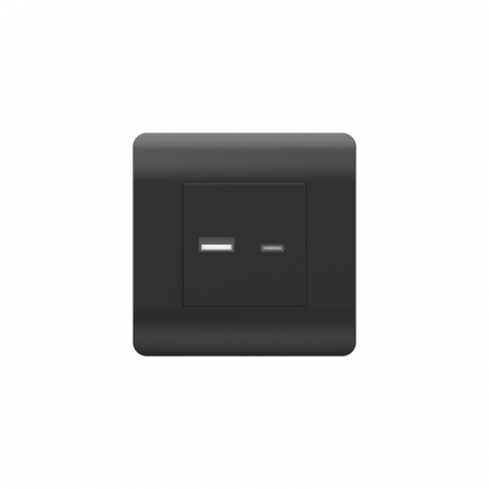 Розетка USB NEW3-E тип A+C 5В/2.1А черн. CHINT 431501