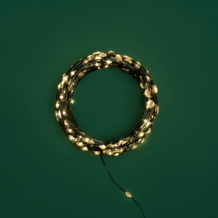 Гирлянда "Роса" 30м 300LED тепл. бел. IP20 230В с контроллером провод зел. Neon-Night 303-276