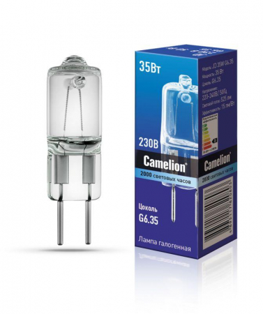 Лампа галогенная JD 35Вт капсула G6.35 2850К 240В Camelion 5203