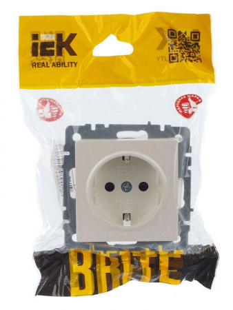 Розетка BRITE РС14-1-0-БрЖ 16А с заземл. защ. шторки механизм жемчуж. IEK BR-R14-16-K36