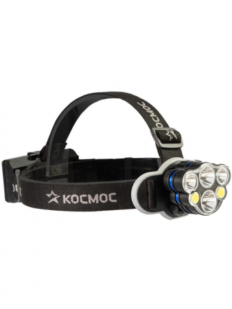 Фонарь налобный 2х4Вт T6 2х2Вт XPE 2x2Вт COB /Li-ion 2х1200мА.ч ABS пластик КОСМОС (KOC852Lit)