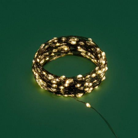 Гирлянда "Роса" 30м 300LED тепл. бел. IP20 230В с контроллером провод зел. Neon-Night 303-276
