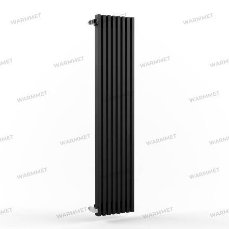 Стальной вертикальный радиатор отопления Warmmet Luxe 60V длина 1250 мм секций 8 цвет черный тип подключения: нижнее левое