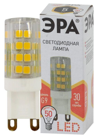 Лампа светодиодная JCD-5w-220V-corn ceramics-827-G9 400лм ЭРА Б0027863