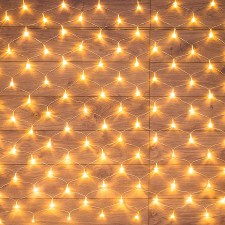 Гирлянда "Сеть" 1.5х1.5м 150LED тепл. бел. провод прозр. Neon-Night 215-126
