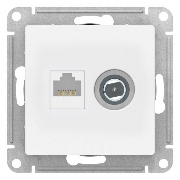 Розетка компьютерная + телевизионная 2-м AtlasDesign RJ45 кат.5E лотос SE ATN001389