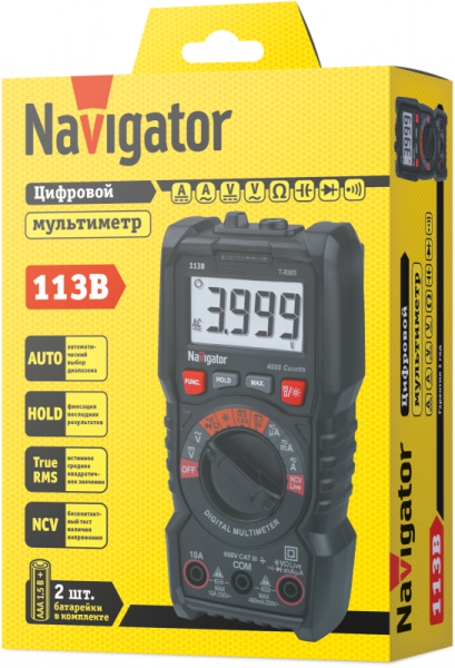 Мультиметр 95 766 NMT-Mm-113B True RMS с авто выбором значений Navigator 95766