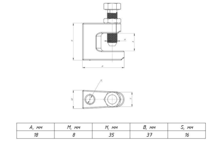 Струбцина монтажная М8 TDZ EKF SM8-TDZ