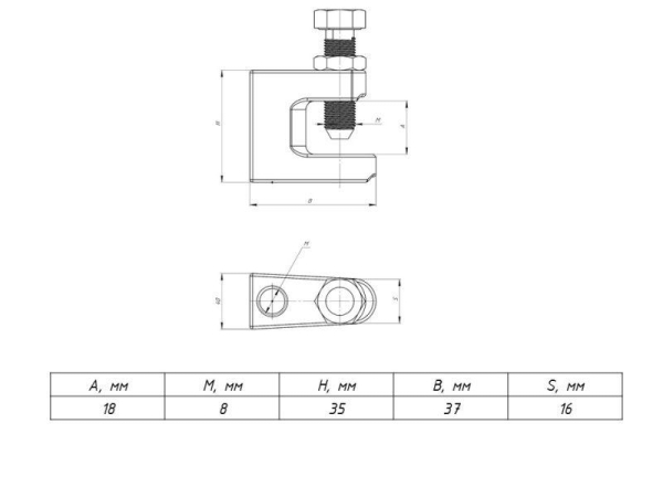 Струбцина монтажная М8 TDZ EKF SM8-TDZ