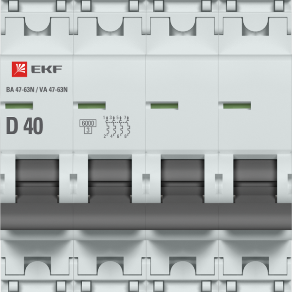 Выключатель автоматический модульный 4п D 40А 6кА ВА 47-63N PROxima EKF M636440D
