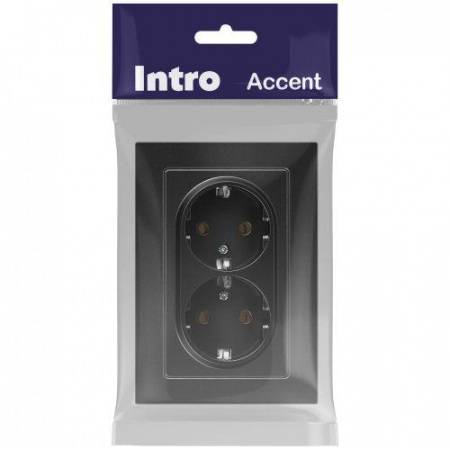 Розетка 2-м СП Accent 6-205-05 16А IP20 250В 2P+E Schuko AL/CU антрацит Intro Б0063494