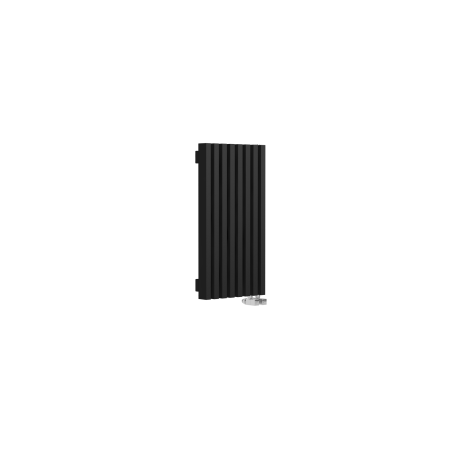 Стальной вертикальный радиатор отопления Warmmet Luxe 60V длина 750 мм секций 8 цвет черный тип подключения: нижнее правое