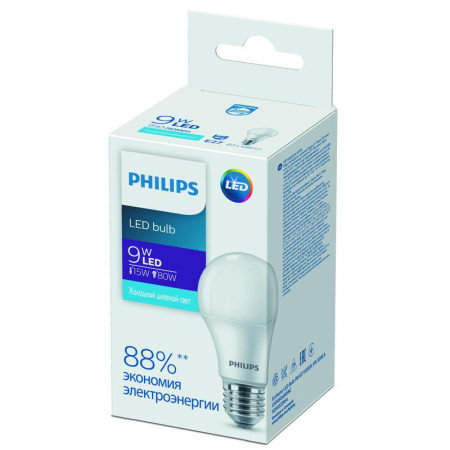 Лампа светодиодная Ecohome LED Bulb 9W E27 6500К 1PF Philips 929002299467