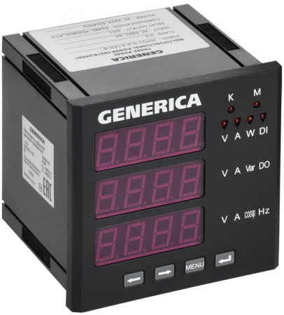 Мультиметр цифровой щитовой 3ф DO RS-485 96х96 LED GENERICA IDM21-5-3-3-LED-G