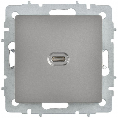 Розетка СП BRITE USB C 65Вт высокоскор. заряд. РЮ12-1-БрС сталь IEK BR-U13-065-K46