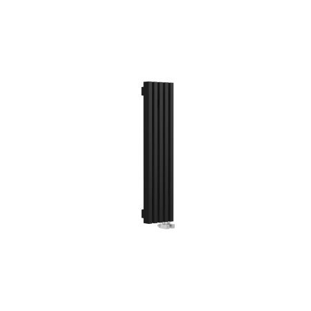 Стальной вертикальный радиатор отопления Warmmet Luxe 60V длина 1000 мм секций 5 цвет черный тип подключения: нижнее правое