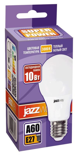 Лампа светодиодная PLED-SP 10Вт A60 грушевидная 3000К тепл. бел. E27 790лм 230В JazzWay 1033697