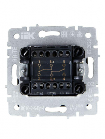 Выключатель проходной 2-кл. СП BRITE ВС10-2-6-БрЧ 10А механизм черн. IEK BR-V22-0-10-K02