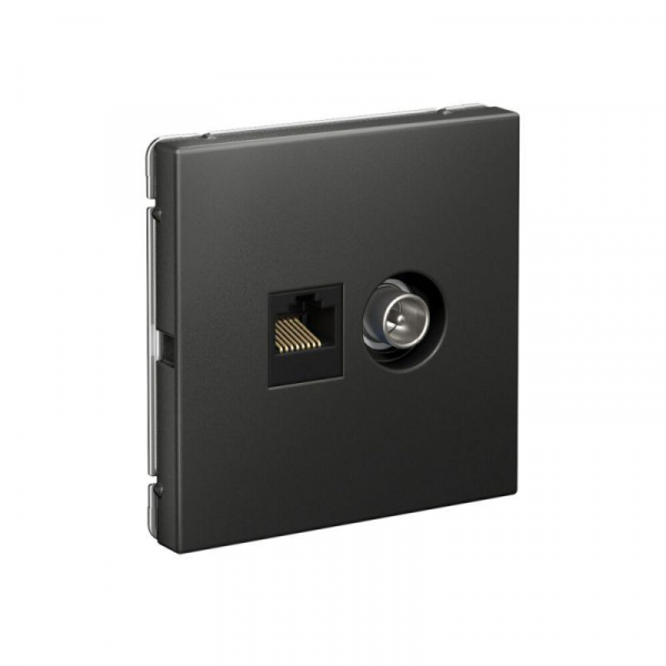 Розетка компьютерная + телевизионная 2-м ArtGallery RJ45 + TV кат.5E базальт SE GAL001489