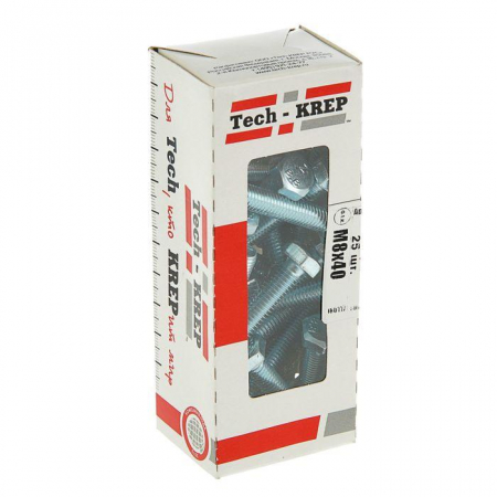 Болт с шестигранной головкой М8х40 DIN 933 оцинк. (уп.25шт) Tech-Krep/Zitar 105210
