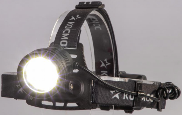 Фонарь налобный аккум. 10Вт P50 LED/Li-ion18650 2х1000мА.ч алюм. КОСМОС (KOC855Lit)