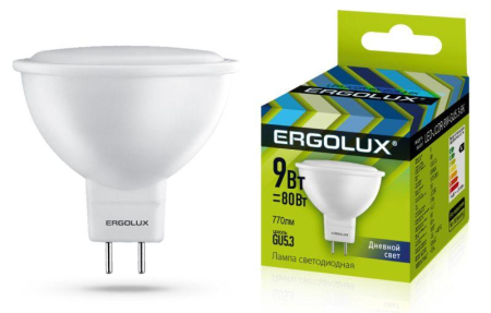 Лампа светодиодная LED-JCDR-9W-GU5.3-6K JCDR 9Вт GU5.3 6500К 172-265В Ergolux 13626